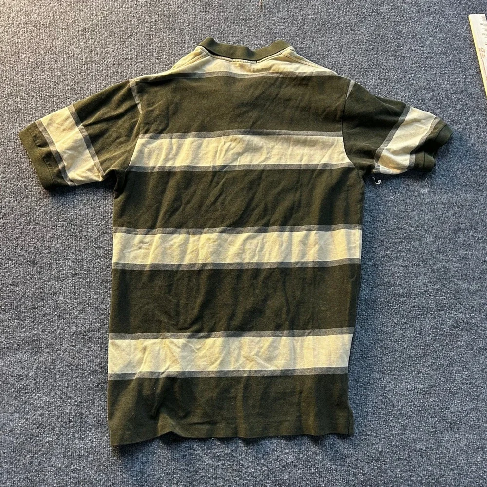 Polo Ralph Lauren Polo Mens Size L Green Cream Striped Short Sleeve Cotton Rip